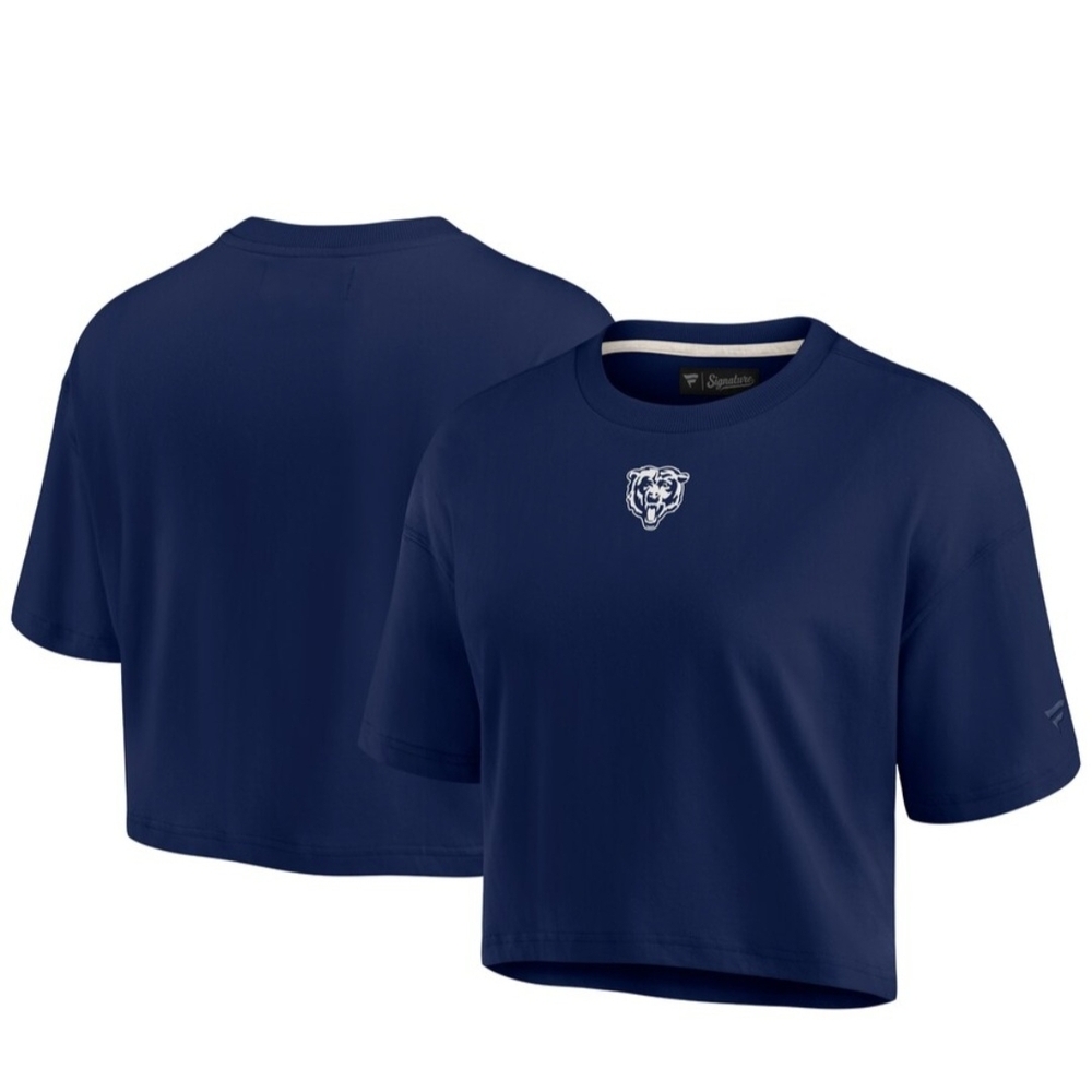 Chicago Bears Women's Navy Blue Cropped T-Shirt with Logo
